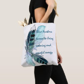 Blauwe veren tote bag (Dichtbij)