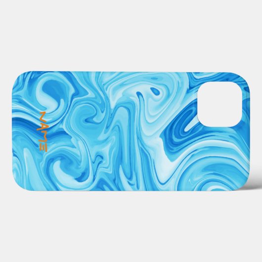 Blauwe Verf Art NAAM Moderne Surfer Ocean Water Case-Mate iPhone Case (Achterkant (horizontaal))