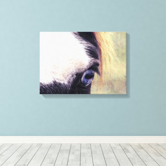 Blauwe verf canvas afdruk (Insitu (Houten vloer))