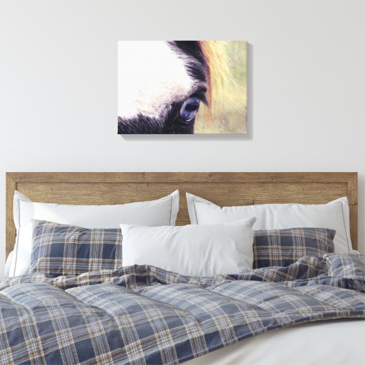 Blauwe verf canvas afdruk (Insitu (Slaapkamer))