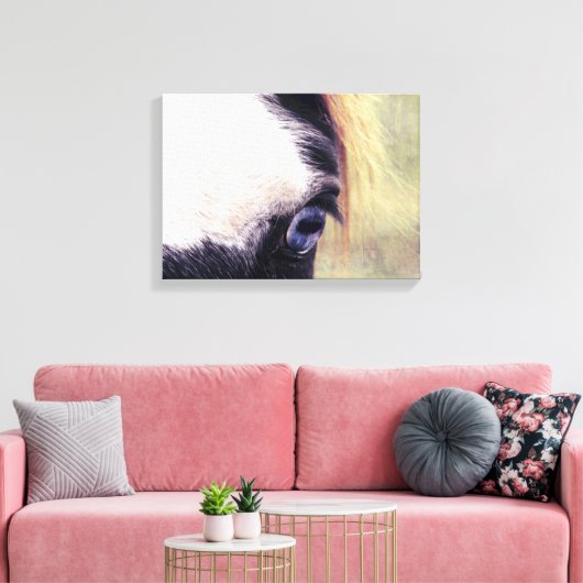 Blauwe verf canvas afdruk (Insitu (Woonkamer))