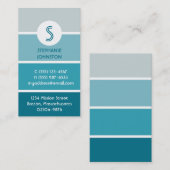 Blauwe verf chip moderne monogram persoonlijk bell visitekaartje (Voorkant / Achterkant)