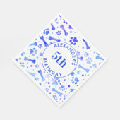 Blauwe verf drukt Aangepaste Waterverf op zaterdag Servet (Hoek)