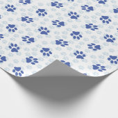 Blauwe verf drukt alle keren cadeaupapier (Hoek)