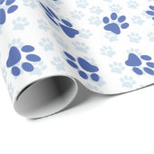 Blauwe verf drukt alle keren cadeaupapier (Rol Hoek)