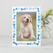 Blauwe verf drukt nieuwe pootpop kaart (Staand voorkant)