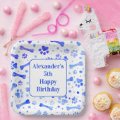 Blauwe verf drukt persoonlijke feestdag papieren bordje (Feest)