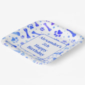 Blauwe verf drukt persoonlijke feestdag papieren bordje (Gebogen)