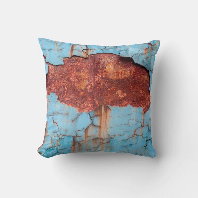 Blauwe verf en roesttextuur oud, verf, textuur, a kussen (Voorkant)