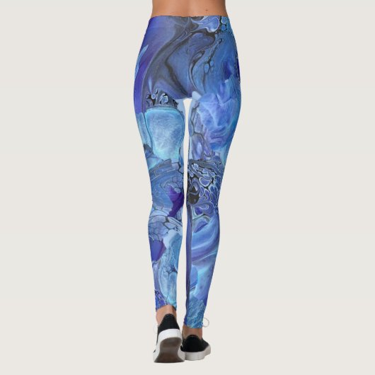 Blauwe verf giet leggings (Achterkant)