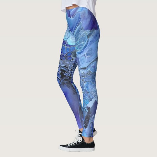 Blauwe verf giet leggings (Links)