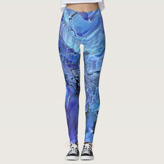 Blauwe verf giet leggings (Voorkant)