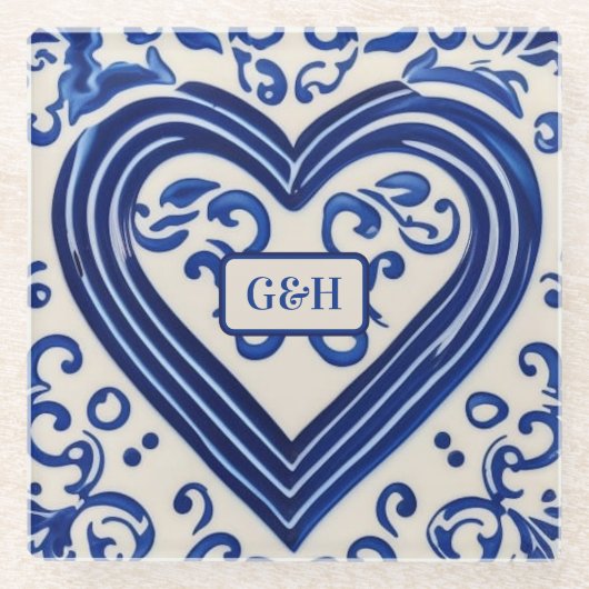  blauwe verf keramisch uiterlijk voor paren glazen onderzetter (Voorkant)