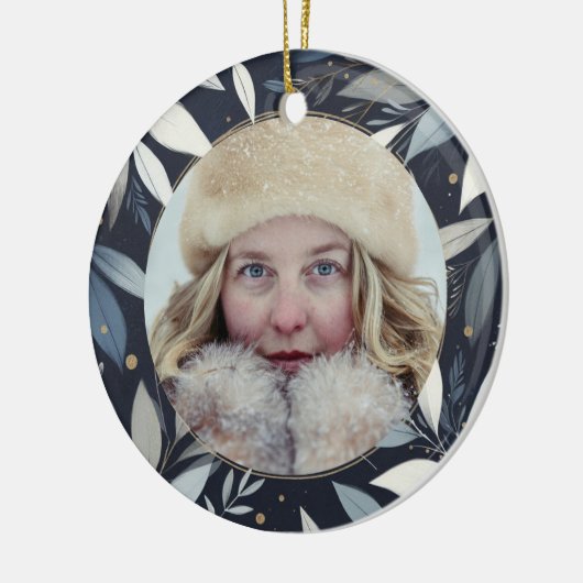 Blauwe verf krans Kerstmis Keramisch Ornament (Links)