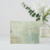  blauwe verf Krantenkrant STamped collage Briefkaart (Staand voorkant)