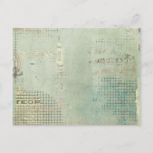 blauwe verf Krantenkrant STamped collage Briefkaart