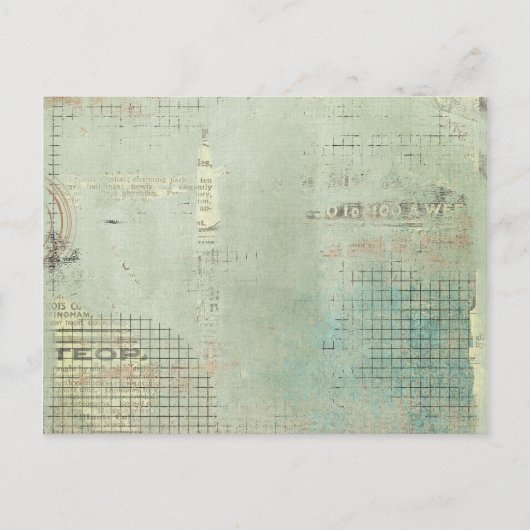  blauwe verf Krantenkrant STamped collage Briefkaart (Voorkant)