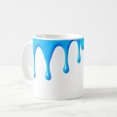 Blauwe verf op een witte achtergrond. koffiemok (Voorkant links)