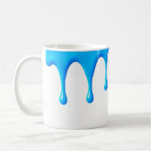 Blauwe verf op een witte achtergrond. koffiemok (Links)