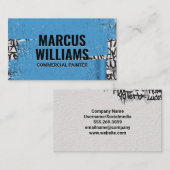 Blauwe verf over graffiti visitekaartje (Voorkant / Achterkant)