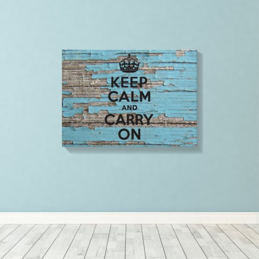 Blauwe verf pellen, kalm houden canvas afdruk (Insitu (Houten vloer))