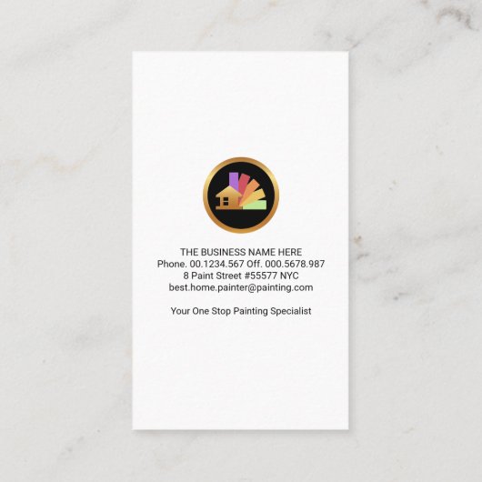 Blauwe verf penselen boven graffiti visitekaartje (Achterkant)