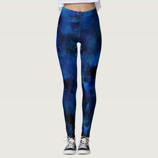 Blauwe verf plaat #3 leggings (Voorkant)
