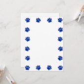 Blauwe Verf Splatter Dog Paw Prints DIY Kaart (Voorkant / Achterkant in situ)