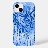 Blauwe Verf Splatter & Lelies Case-Mate iPhone Case (Achterkant)