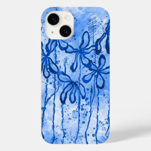 Blauwe Verf Splatter & Lelies Case-Mate iPhone 14 Hoesje