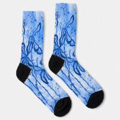Blauwe Verf Splatter & Lelies Sokken (Rechts)