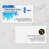 Blauwe Verf Splatter Nieuwe Borstel het Schilderen Visitekaartje (Voorkant / Achterkant)