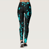 Blauwe verf Spletters op zwarte Leggings (Achterkant)