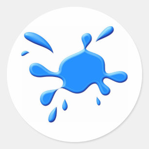 Blauwe verf splodge ronde sticker