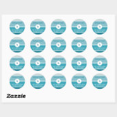 Blauwe verfchip modern monogram adreslabel ronde sticker (Vel)