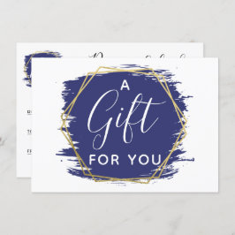 Blauwe verfstreek & moderne gouden certificaatkaar kaart