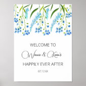 Blauwe vergeet-me-nots bruiloft zingt poster (Voorkant)