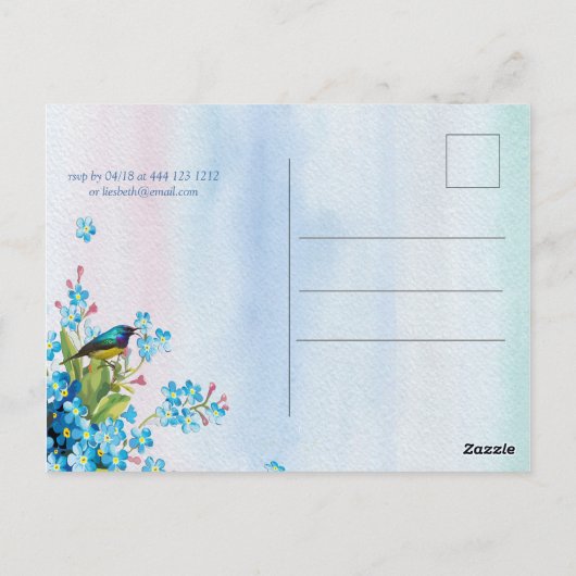 Blauwe vergeet-mij-niet bloem bruidsshower briefkaart (Achterkant)