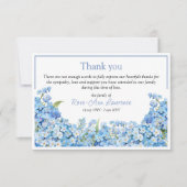 Blauwe vergeet-mij-nietjes bloemige lijst begrafen bedankkaart (Voorkant)