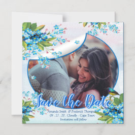 Blauwe Verget-mij-niet bloem save the dates aankon Magnetische Uitnodiging