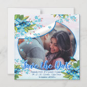 Blauwe Verget-mij-niet bloem save the dates aankon Magnetische Uitnodiging (Voorkant)