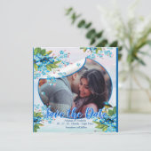 Blauwe Verget-mij-nietje Bloem Save the dates Save The Date (Staand voorkant)