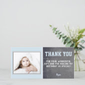 Blauwe verjaardag Bedankt Fotokaart Kinderen (Staand voorkant)