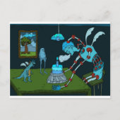 Blauwe Verjaardag Groet Briefkaart (Voorkant)