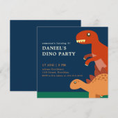 Blauwe Verjaardag Kinder Dinosaurus Verjaardagsfee Kaart (Voorkant / Achterkant)