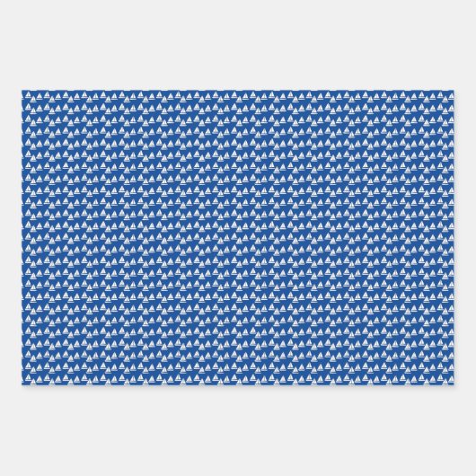 Blauwe Verjaardag Zeilboot Inpakpapier Vel (Voorkant)