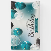 Blauwe Verjaardagsballonnen Banner (Verticaal)