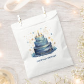 Blauwe verjaardagstaart verjaardag bedankzakje (Geknipt)