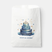 Blauwe verjaardagstaart verjaardag bedankzakje (Voorkant)