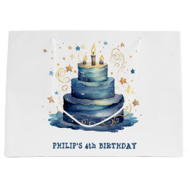 Blauwe verjaardagstaart verjaardag groot cadeauzakje